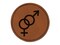 Interlocked Male and Female Sign Heterosexuality Gender Symbol Round Iron-On Engraved Faux Leather Patch Applique - 2.5"